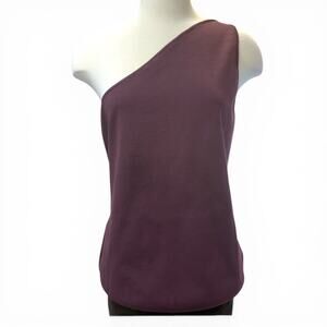 City Chic Louisa One Shoulder Top Fudge Brown Deep Burgundy Plus Size L UK 20